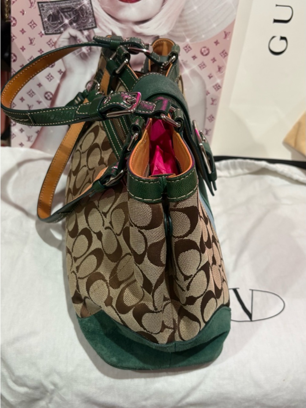 Coach Green and Brown Shoulder Bag - Picture 5 of 7